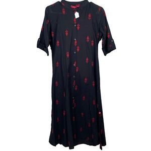 Flavido Pakistani Indian 3 Piece Salwar Kameez  Womens Medium Black Red